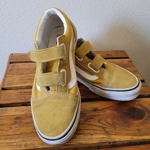 Mustard Yellow Vans Velcro Straps Suede Sneakers Shoes Slip On Retro